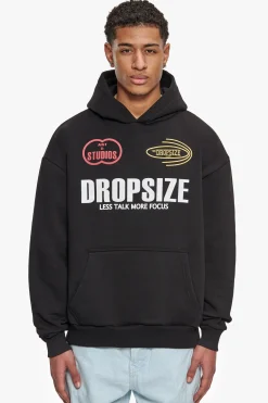 HEAVY OVERSIZE MORE FOCUS HOODIE WASHED BLACK