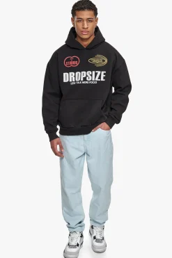 HEAVY OVERSIZE MORE FOCUS HOODIE WASHED BLACK