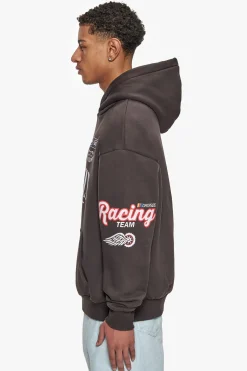 HEAVY OVERSIZE MOTORSPORT HOODIE WASHED BLACK