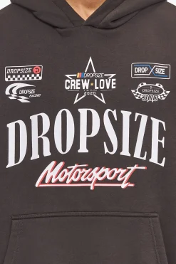 HEAVY OVERSIZE MOTORSPORT HOODIE WASHED BLACK