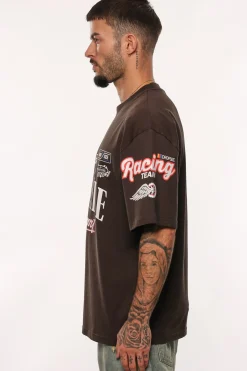 HEAVY OVERSIZE MOTORSPORT T-SHIRT WASHED BLACK