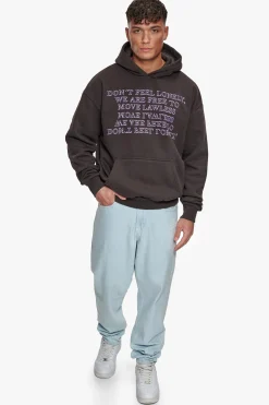 HEAVY OVERSIZE MOVE LAWLESS HOODIE WASHED BLACK