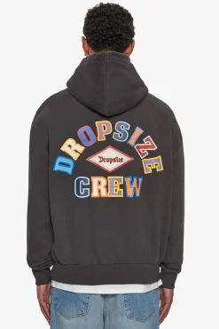HEAVY OVERSIZE MULTICOLOR LOGO HOODIE WASHED BLACK
