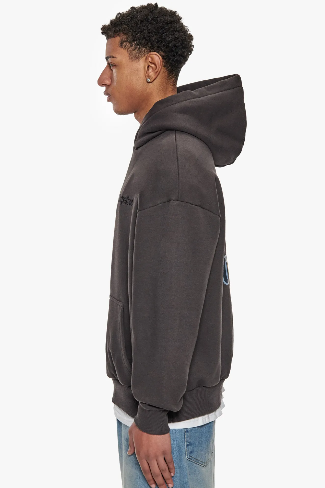 HEAVY OVERSIZE MULTICOLOR LOGO HOODIE WASHED BLACK