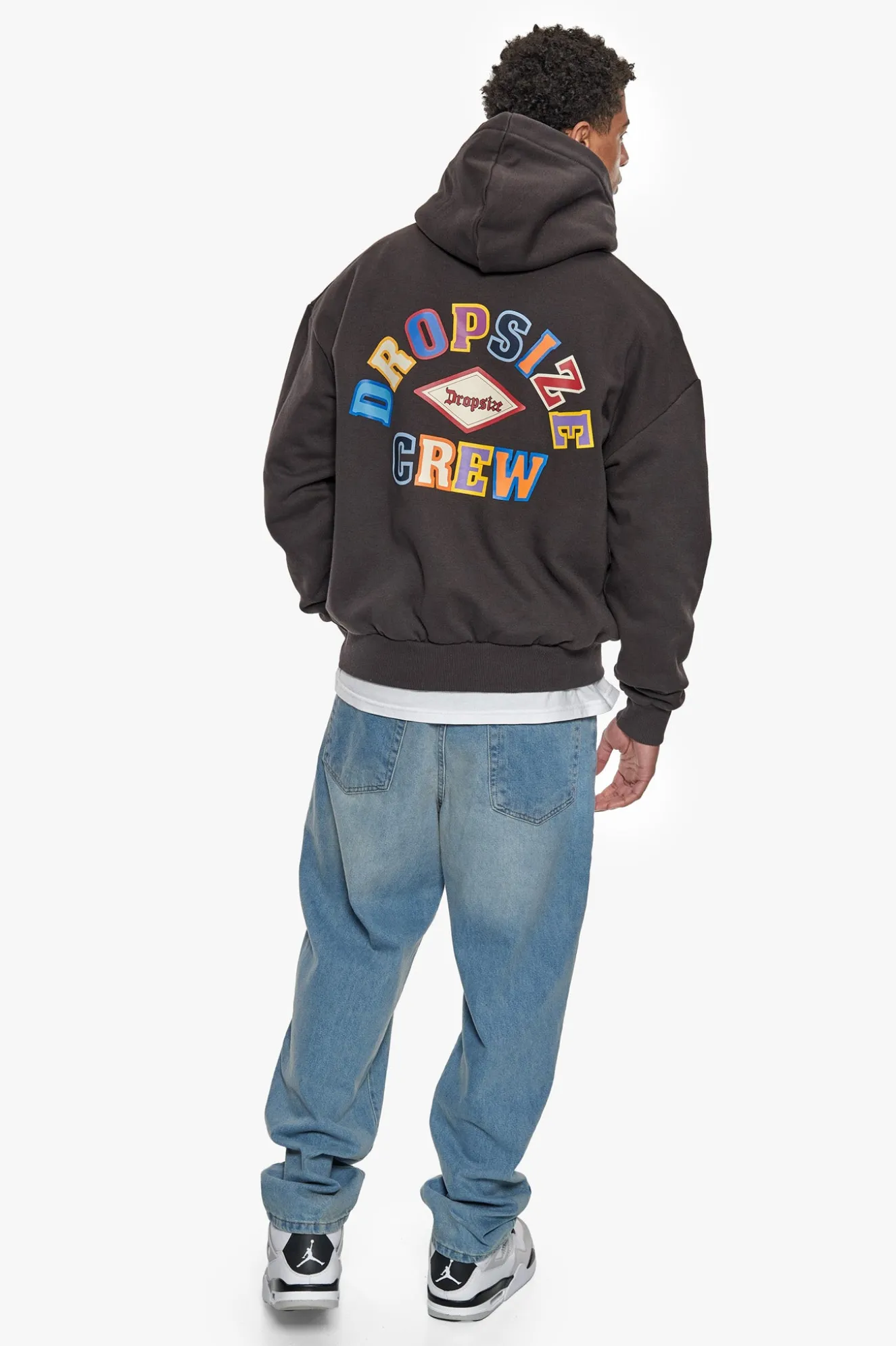 HEAVY OVERSIZE MULTICOLOR LOGO HOODIE WASHED BLACK