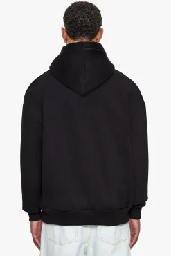 HEAVY OVERSIZE OUTLINE EMBO HOODIE BLACK