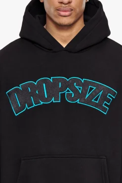 HEAVY OVERSIZE OUTLINE EMBO HOODIE BLACK