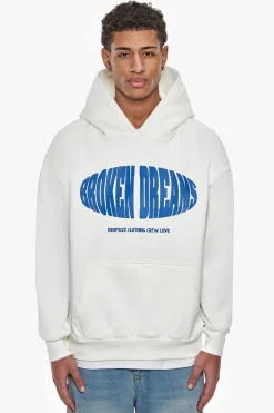 HEAVY OVERSIZE OVAL BROKEN DREAMS HOODIE CREAM WHITE