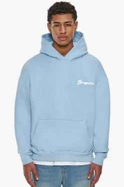 HEAVY OVERSIZE PRAY LOVE HUSTLE HOODIE BABY BLUE