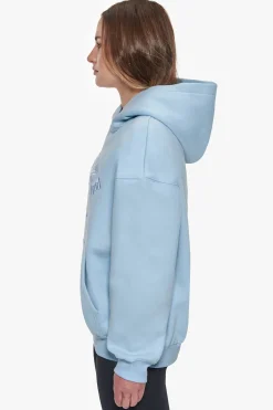 HEAVY OVERSIZE PRAY LOVE HUSTLE EMBO HOODIE BABY BLUE