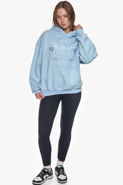 HEAVY OVERSIZE PRAY LOVE HUSTLE EMBO HOODIE BABY BLUE