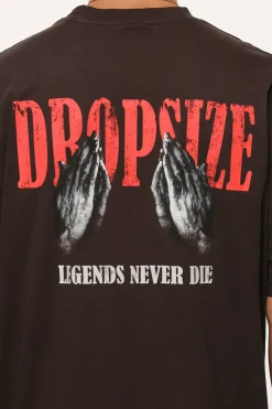 HEAVY OVERSIZE PRAY T-SHIRT WASHED BLACK