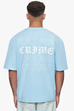 HEAVY OVERSIZE QUAD CRIME T-SHIRT BABY BLUE