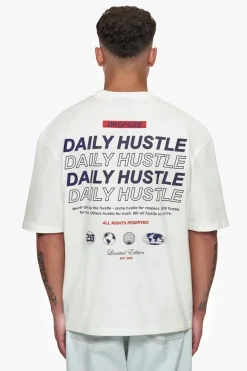 HEAVY OVERSIZE QUATTRO HUSTLE T-SHIRT CREAM
