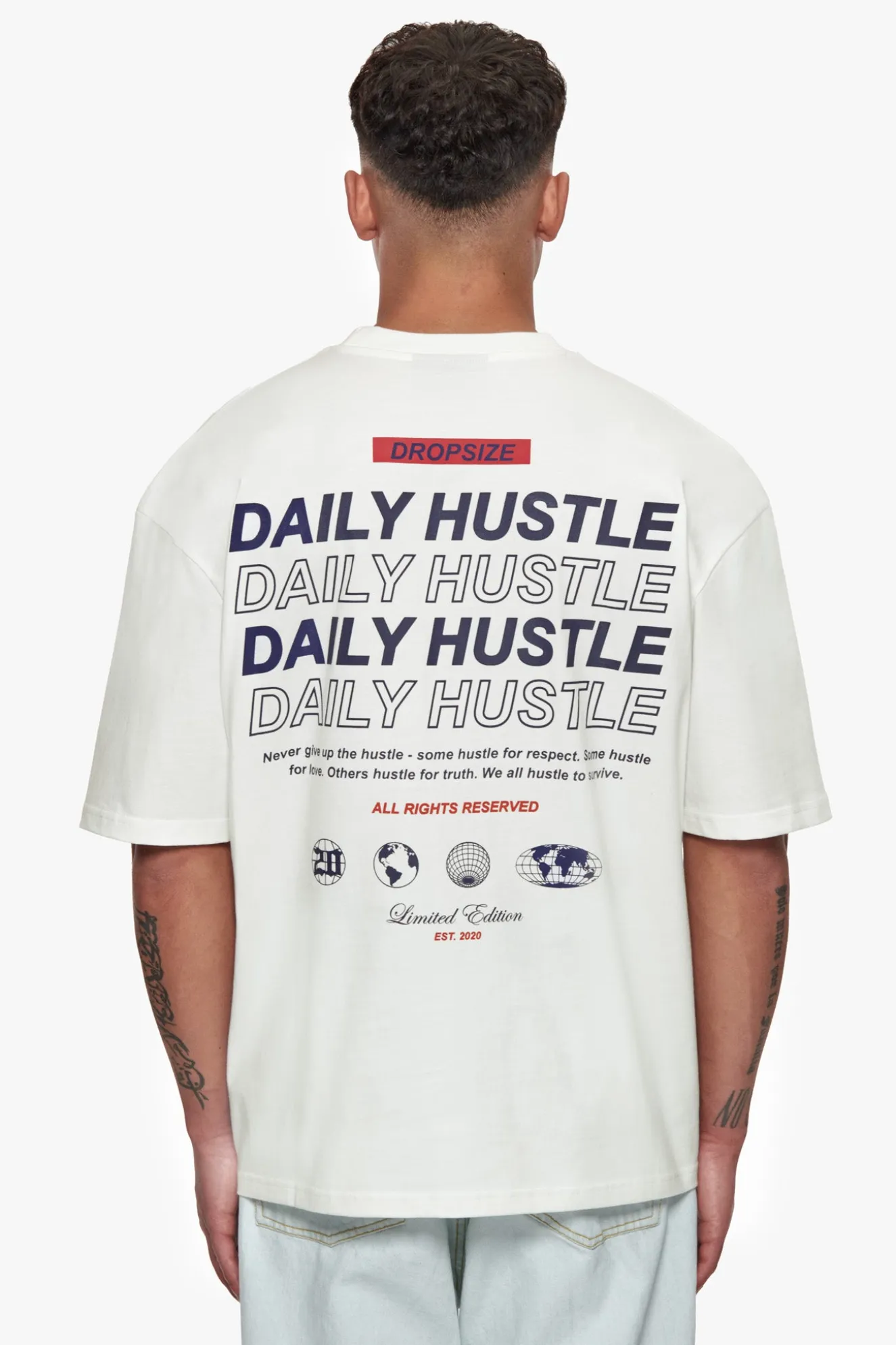 HEAVY OVERSIZE QUATTRO HUSTLE T-SHIRT CREAM