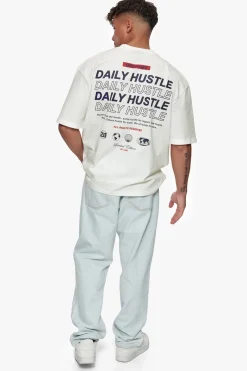 HEAVY OVERSIZE QUATTRO HUSTLE T-SHIRT CREAM
