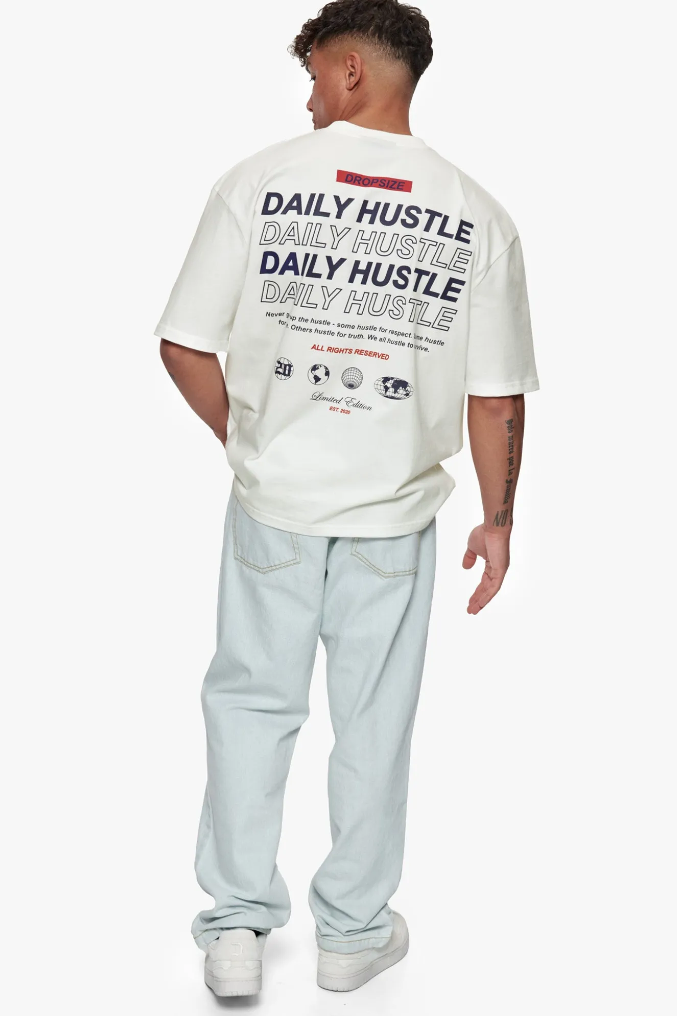 HEAVY OVERSIZE QUATTRO HUSTLE T-SHIRT CREAM
