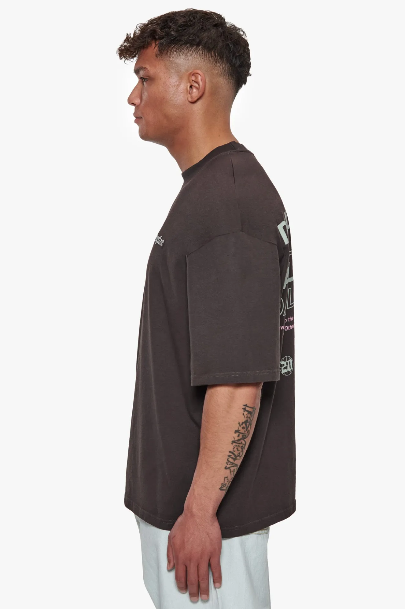 HEAVY OVERSIZE QUATTRO HUSTLE T-SHIRT WASHED BLACK