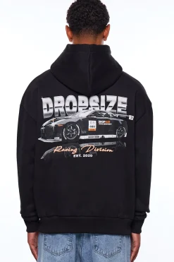HEAVY OVERSIZE RACING DIVISION HOODIE BLACK