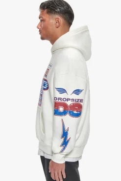 HEAVY OVERSIZE RACING HOODIE CREAM