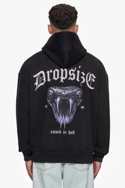HEAVY OVERSIZE RAISED IN HELL HOODIE BLACK