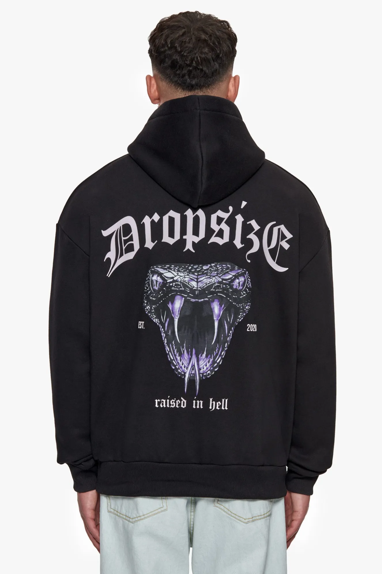HEAVY OVERSIZE RAISED IN HELL HOODIE BLACK