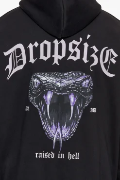 HEAVY OVERSIZE RAISED IN HELL HOODIE BLACK
