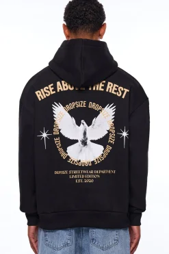 HEAVY OVERSIZE RISE ABOVE HOODIE BLACK