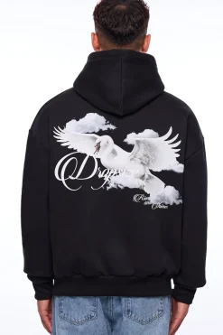 HEAVY OVERSIZE RISE AND SHINE HOODIE BLACK