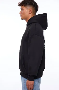 HEAVY OVERSIZE RISE AND SHINE HOODIE BLACK