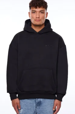 HEAVY OVERSIZE RISE AND SHINE HOODIE BLACK