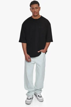 HEAVY OVERSIZE SILK EMBO T-SHIRT BLACK