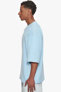 HEAVY OVERSIZE SILK EMBO T-SHIRT BABY BLUE