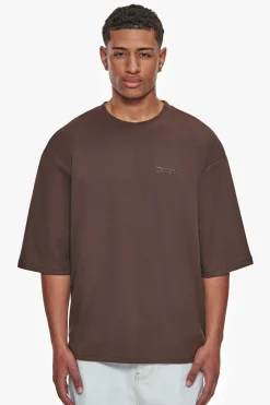 HEAVY OVERSIZE SILK EMBO T-SHIRT CHOCOLATE BROWN