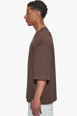 HEAVY OVERSIZE SILK EMBO T-SHIRT CHOCOLATE BROWN