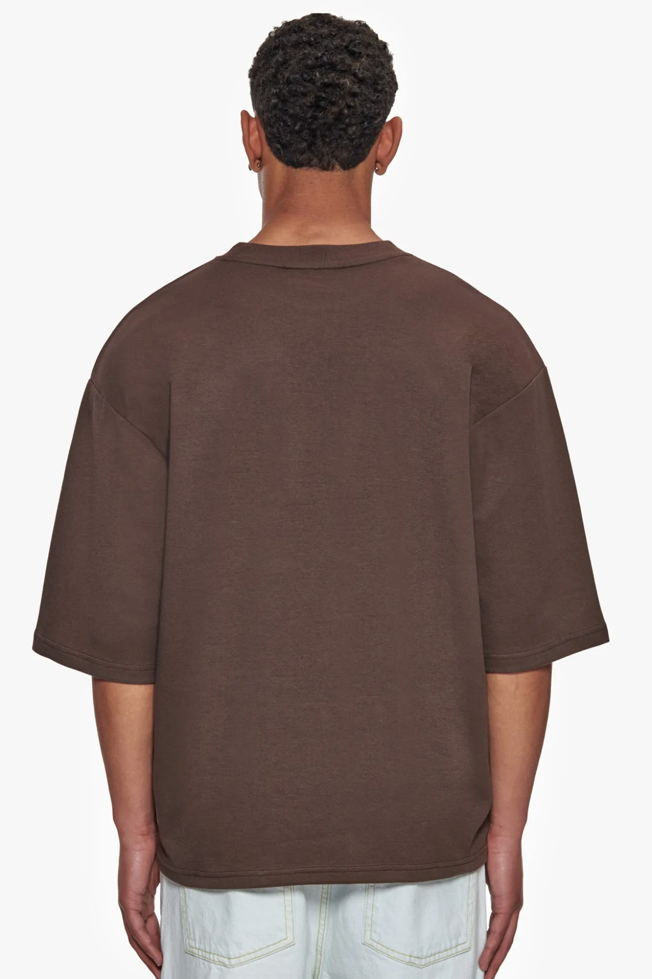 HEAVY OVERSIZE SILK EMBO T-SHIRT CHOCOLATE BROWN