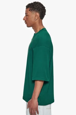 HEAVY OVERSIZE SILK EMBO T-SHIRT GREEN