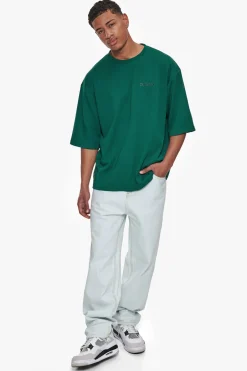 HEAVY OVERSIZE SILK EMBO T-SHIRT GREEN