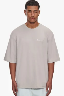HEAVY OVERSIZE SILK EMBO T-SHIRT MOON BEAM