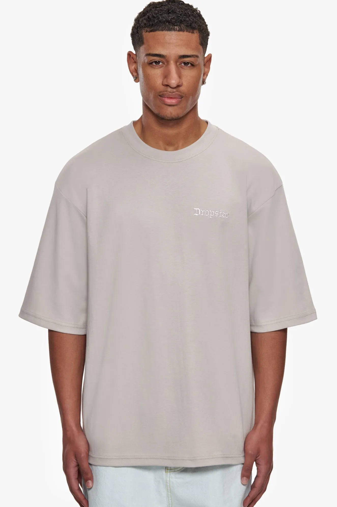 HEAVY OVERSIZE SILK EMBO T-SHIRT MOON BEAM