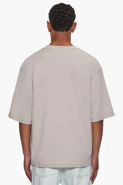 HEAVY OVERSIZE SILK EMBO T-SHIRT MOON BEAM