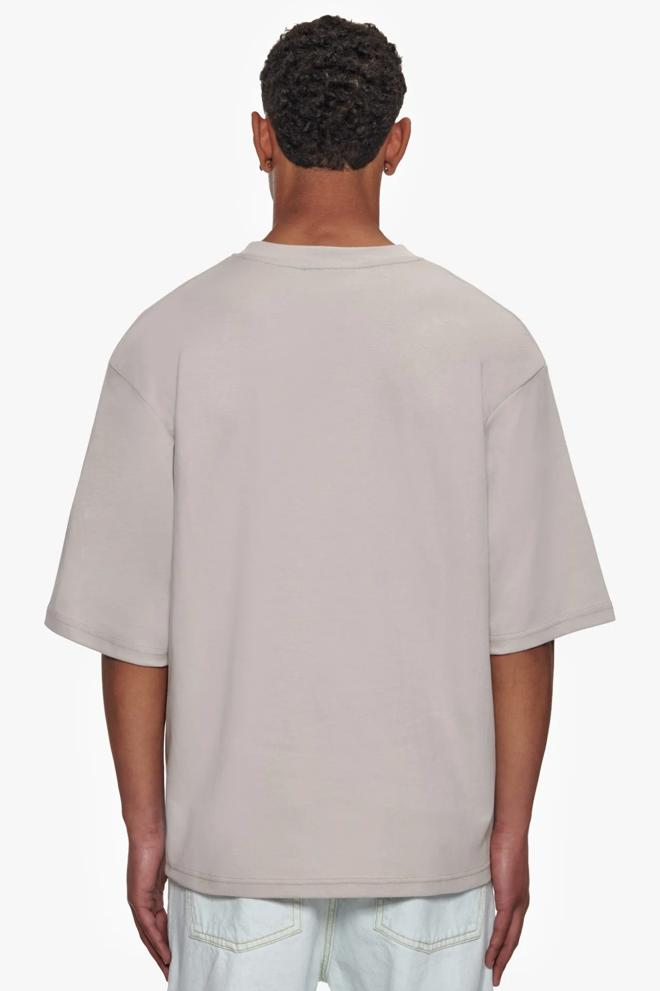HEAVY OVERSIZE SILK EMBO T-SHIRT MOON BEAM