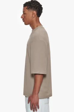 HEAVY OVERSIZE SILK EMBO T-SHIRT SIMPLY TAUPE
