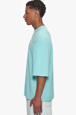 HEAVY OVERSIZE SILK EMBO T-SHIRT TURQUOISE