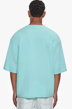 HEAVY OVERSIZE SILK EMBO T-SHIRT TURQUOISE
