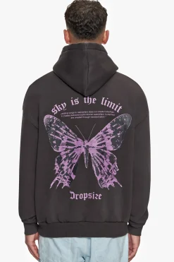 HEAVY OVERSIZE SKY IS THE LIMIT HOODIE WASHED BLACK