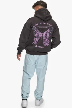 HEAVY OVERSIZE SKY IS THE LIMIT HOODIE WASHED BLACK