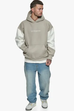 HEAVY OVERSIZE SPLIT COLOUR V2 HOODIE STONE