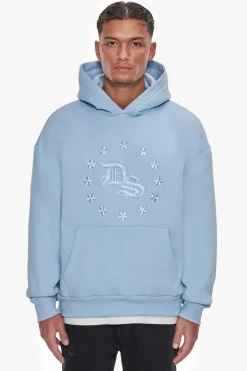 HEAVY OVERSIZE STAR CIRCLE HOODIE BABY BLUE