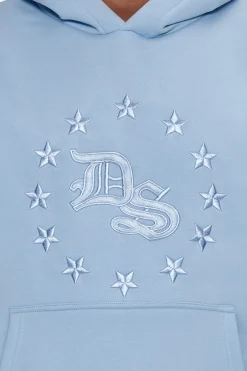 HEAVY OVERSIZE STAR CIRCLE HOODIE BABY BLUE